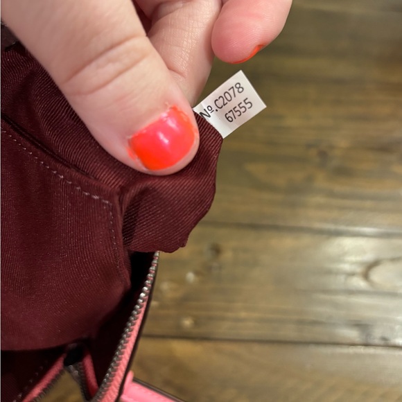 Coach Signature Embossed Pebbled Leather Corner Zip Wristlet in Pink - Picture 7 of 9